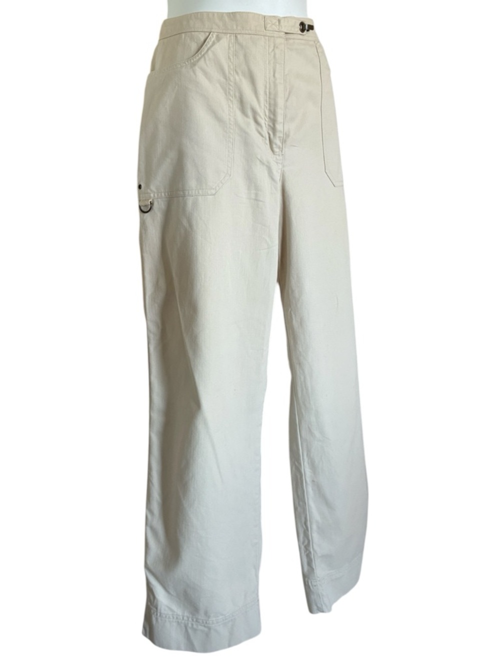 RALPH LAUREN pants, High-Waist Cream Cropped, Wide Leg, Name Brass Hardware. 10